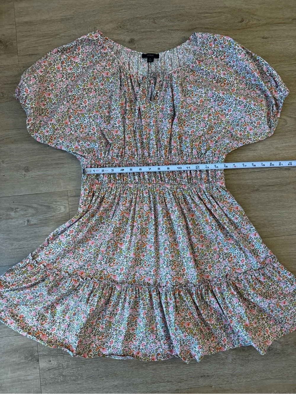 J. Crew Cinched-waist Puff-sleeve Dress In Scattered Blooms Size Large